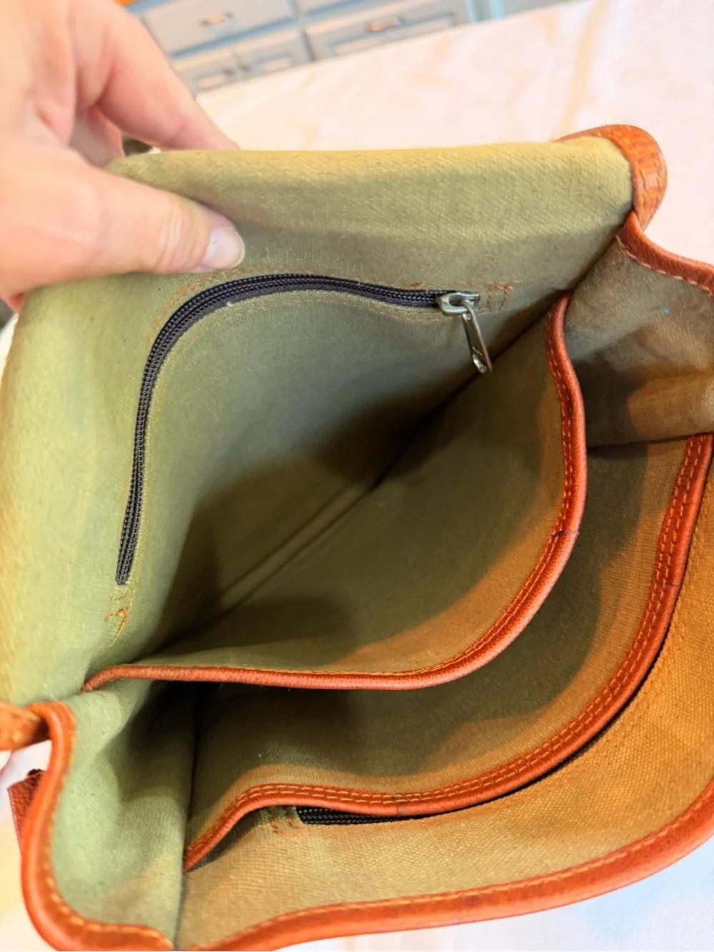 Vintage Brown Genuine Leather Messenger Long Satchel Bag with Front Buckles